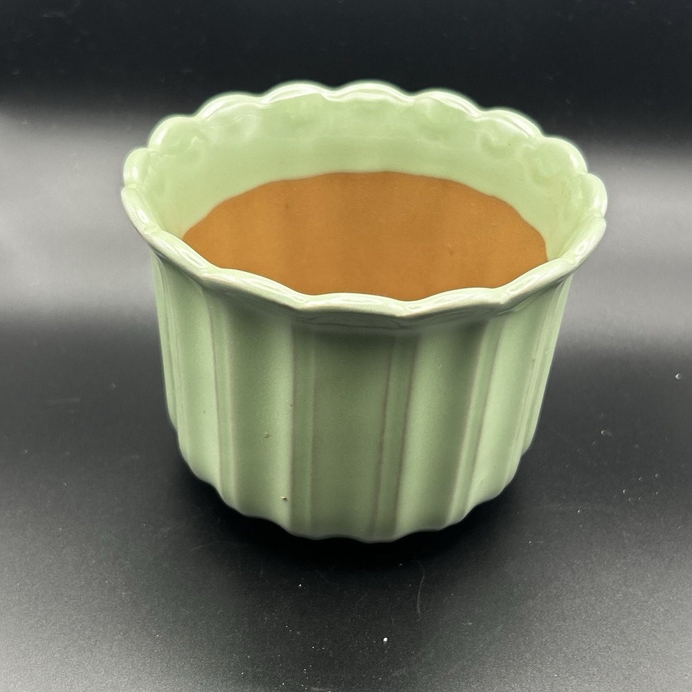 Jadeite Green Glass Pot Terra Cotta Made In Japan